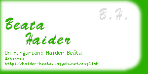 beata haider business card
